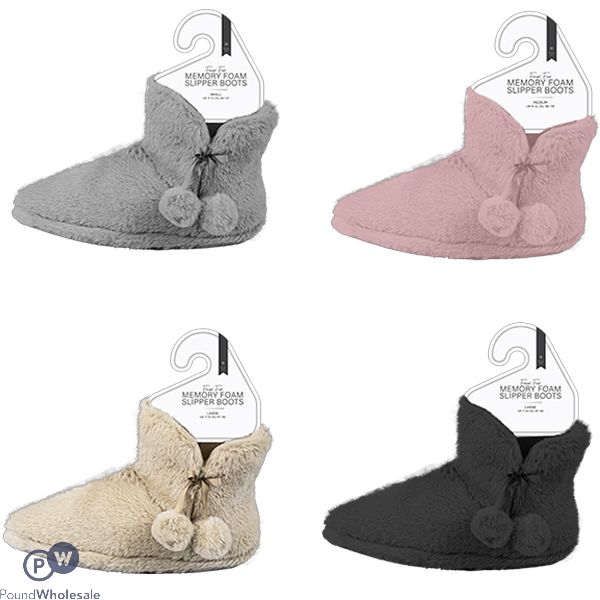 Farley Mill Ladies Faux Fur Memory Foam Slipper Boots Assorted