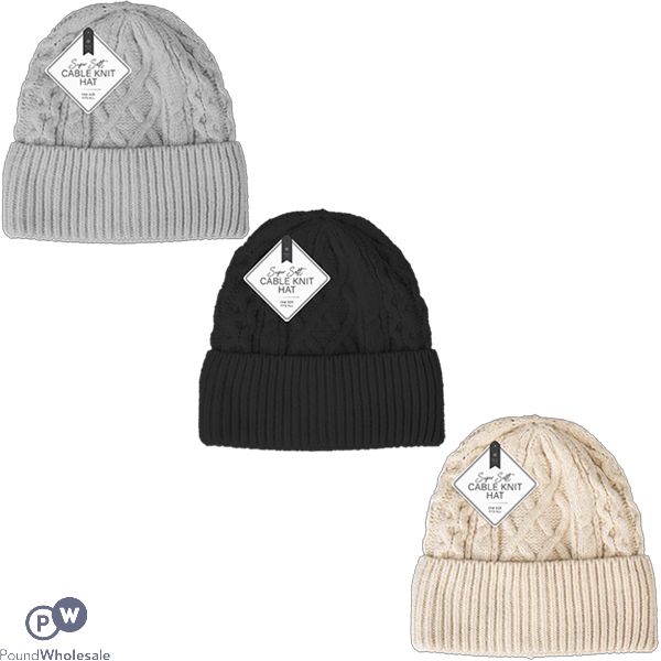 Farley Mill Ladies Super Soft Cable Knit Hat Assorted Colours