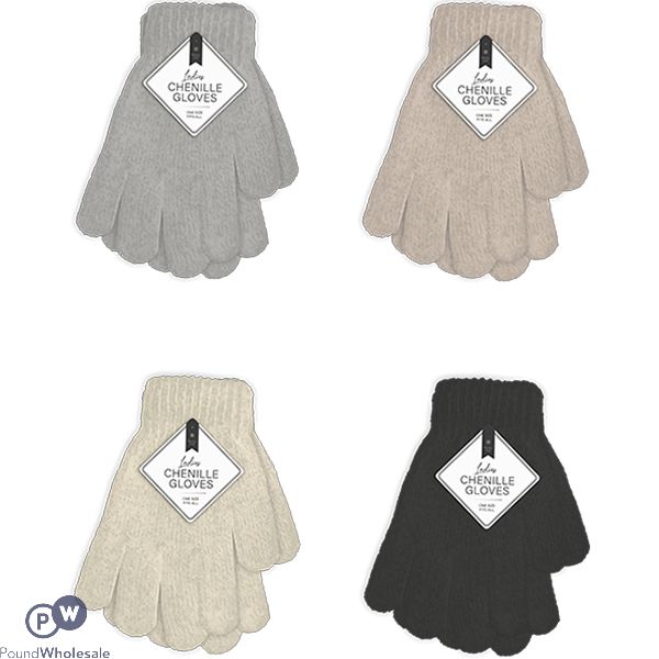 Farley Mill Ladies Chenille Gloves Assorted Colours