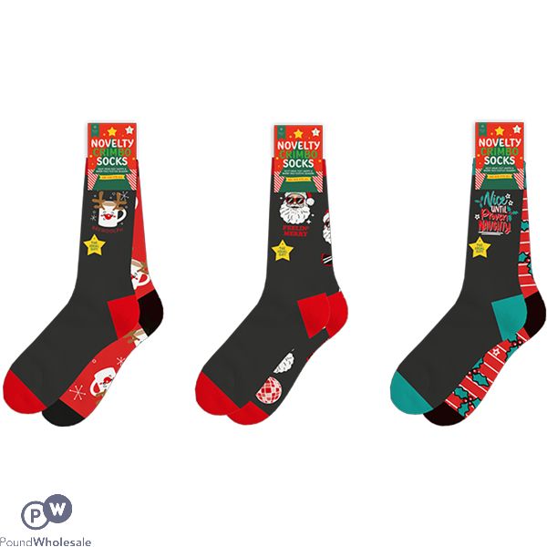 Farley Mill Men's Novelty Christmas Cotton Socks 2 Pack Assorted