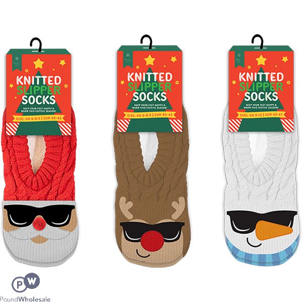 Farley Mill Men's Christmas Novelty Fleece Knitted Slipper Socks Assorted