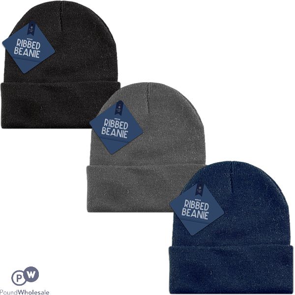 Farley Mill Men's Ribbed Beanie Hat Assorted Colours