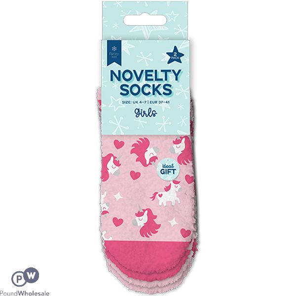 Farley Mill Girls Novelty Cosy Socks 2 Pack Assorted
