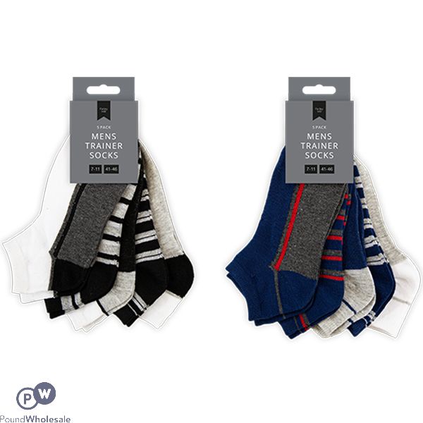 Farley Mill 7-11 Mixed Men's Stripe Trainer Socks 5 Pack Assorted