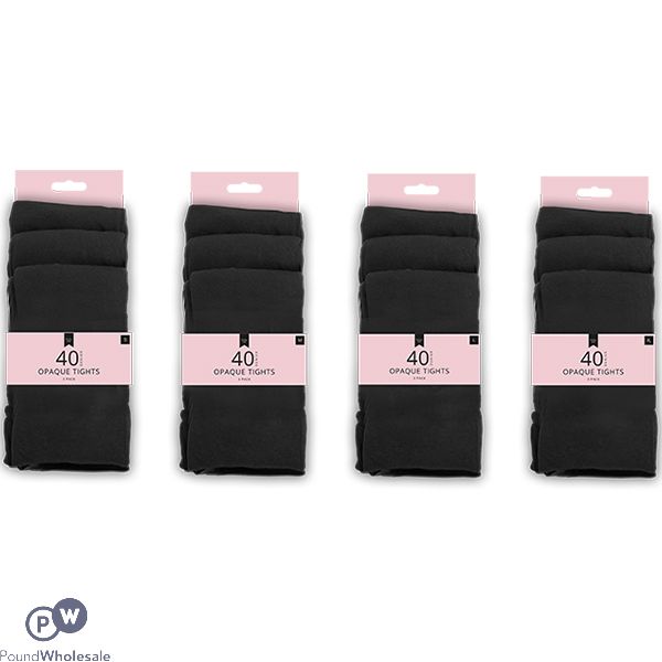 Farley Mill 40 Denier Black Opaque Tights 3 Pack Assorted Sizes