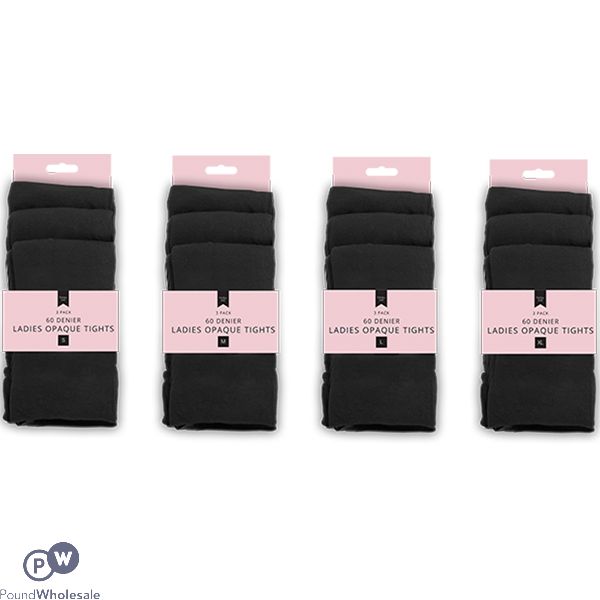 Farley Mill 60 Denier Black Opaque Tights 3 Pack Assorted Sizes