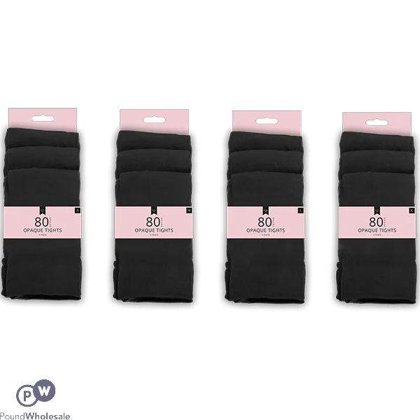 Farley Mill 80 Denier Black Opaque Tights 3 Pack Assorted Sizes