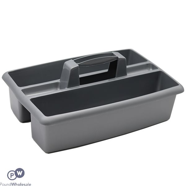 Carry All Rectangular Cleaning Caddy Silver 40cm