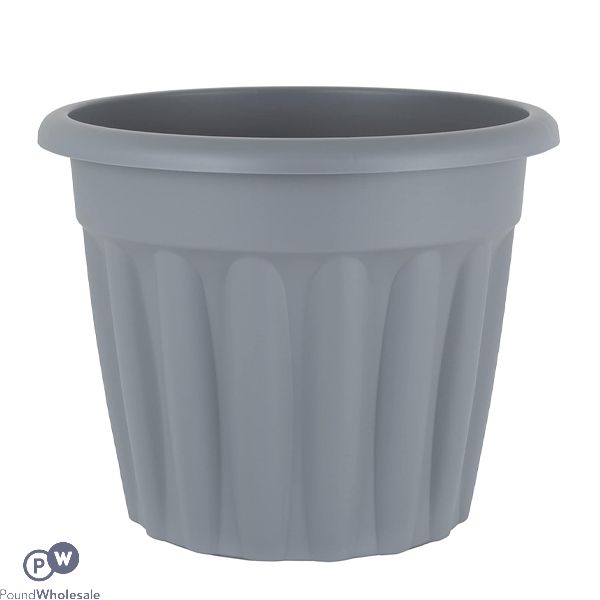 Round Ribbed Plastic Planter Platinum 30cm