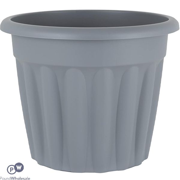 Round Ribbed Plastic Planter Platinum 50cm