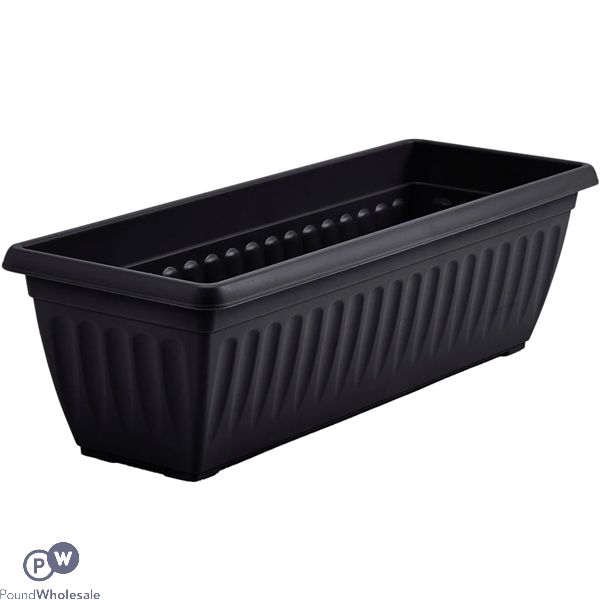 Rectangular Ribbed Plastic Wall Planter Black 45cm