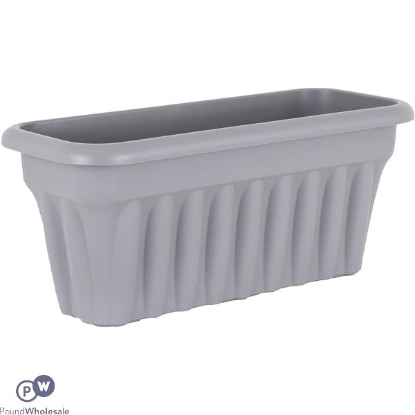Rectangular Ribbed Plastic Wall Planter Platinum 45cm