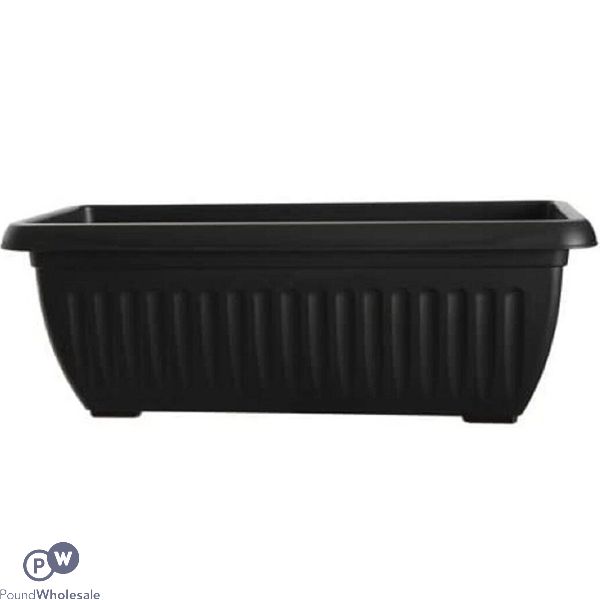 Plastic Ribbed Trough Planter Black 50cm