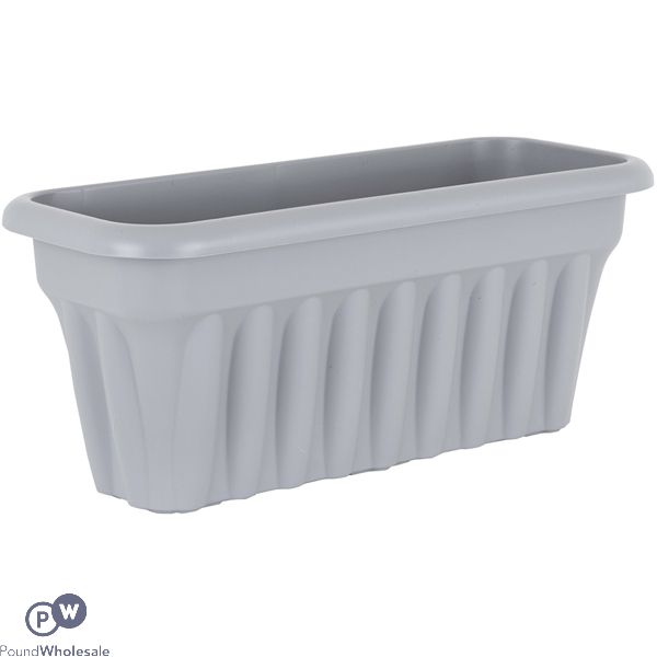 Plastic Ribbed Trough Planter Platinum 50cm