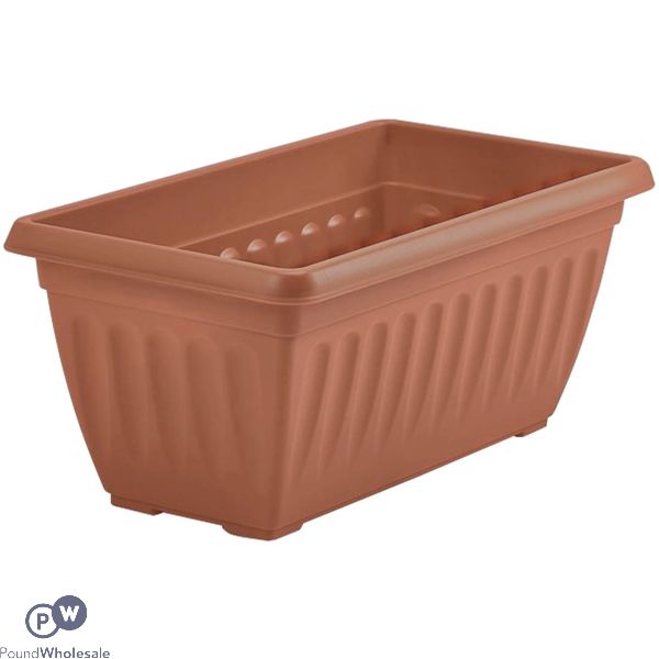 Plastic Ribbed Trough Planter Terracotta 50cm