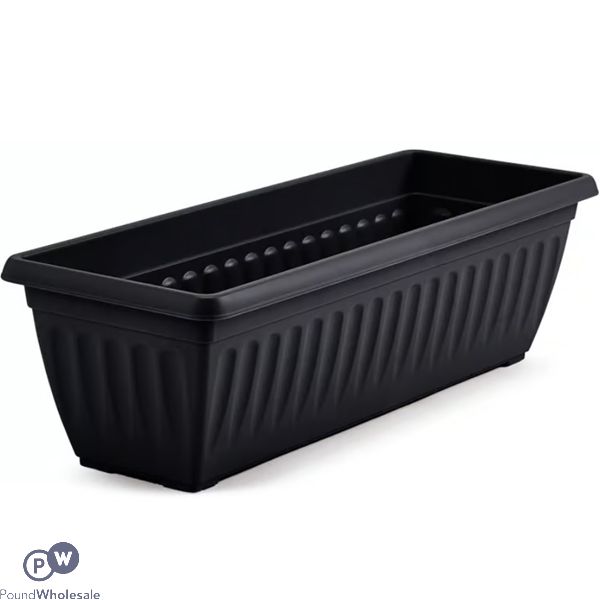 Plastic Ribbed Trough Planter Black 60cm