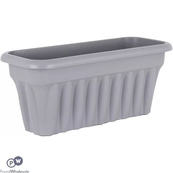Plastic Ribbed Trough Planter Platinum 60cm