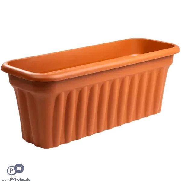Plastic Ribbed Trough Planter Terracotta 60cm