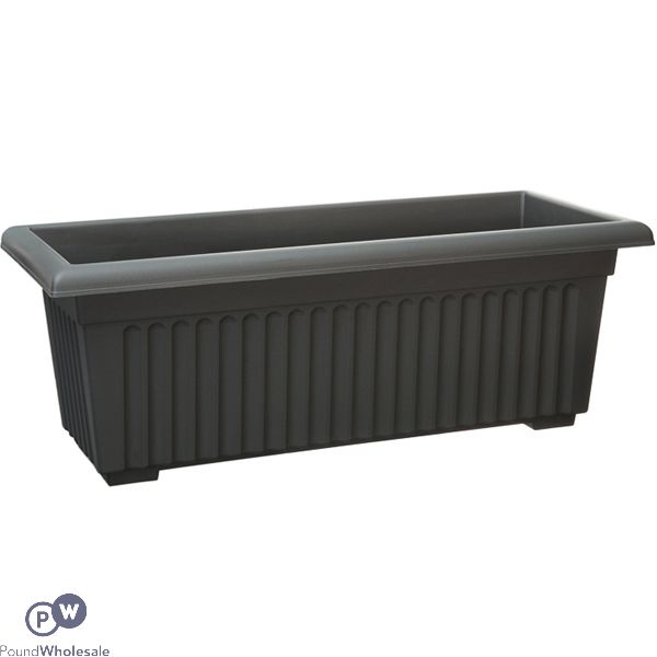 Plastic Ribbed Trough Planter Black 75cm