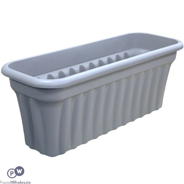 Plastic Ribbed Trough Planter Platinum 75cm