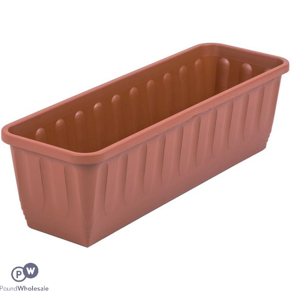 Plastic Ribbed Trough Planter Terracotta 75cm