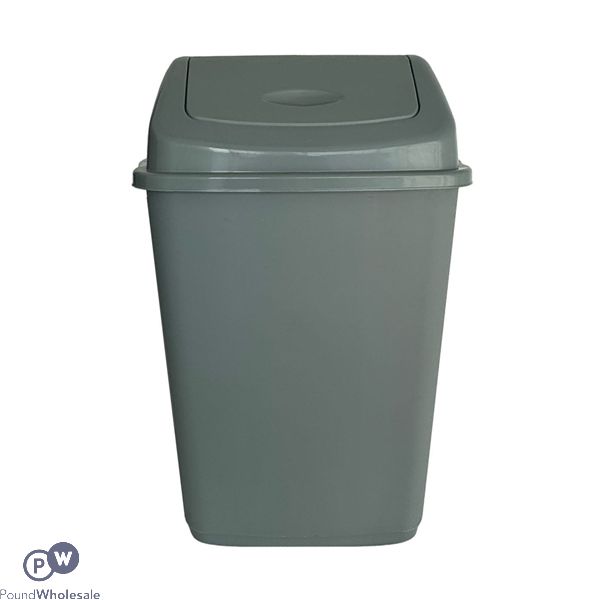 Silver Plastic Swing Top Bin 10l