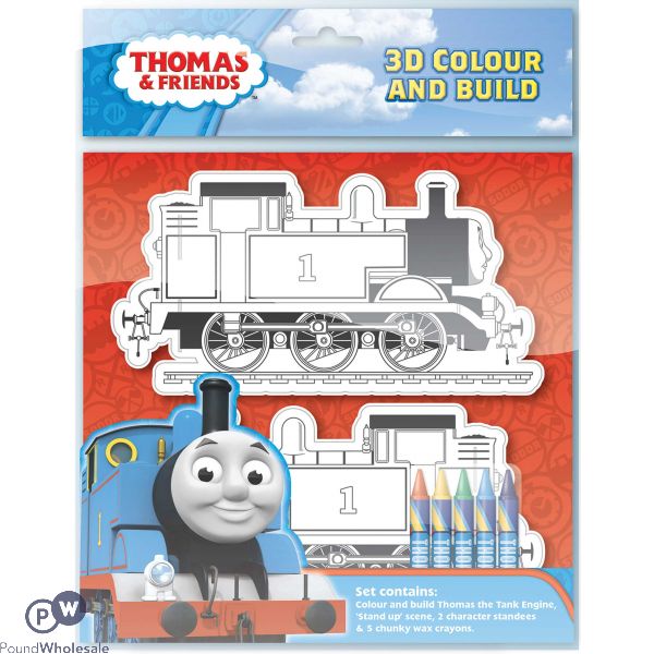Thomas & Friends 3d Colour And Build Includes 'stand Up' Scene, 2 Character Standees And 5 Chunky Wax Crayons