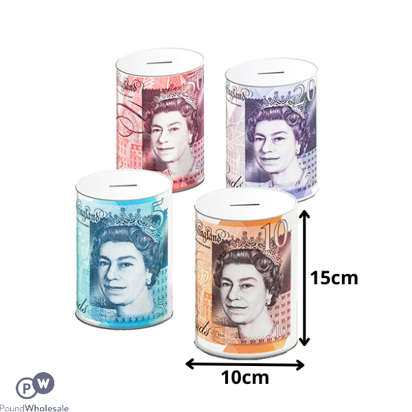 STERLING MONEY TINS SMALL ASSORTED 10CM X 15CM