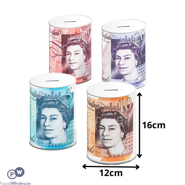 STERLING MONEY TINS MEDIUM ASSORTED 12CM X 16CM