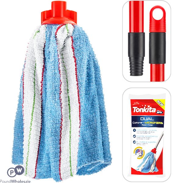 Tonkita Dual Cotton & Microfibre Mop With Handle