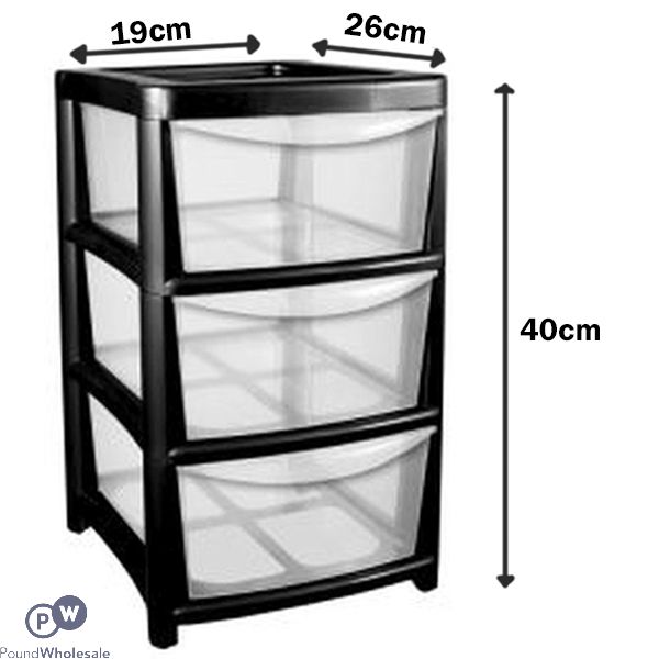 BLACK 4 TIER MINI TOWER DRAWER UNIT