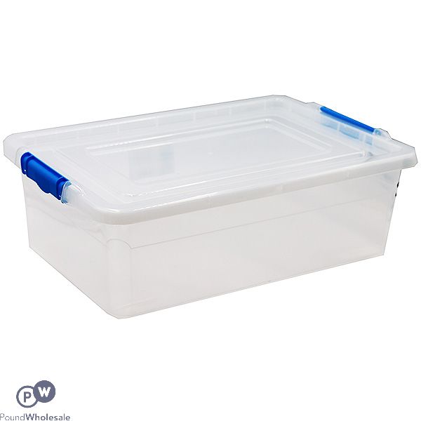 CLEAR CLICK 'N' STORE UNDER BED LIDDED STORAGE BOX 32 LITRE 59CM X 40CM X 18CM