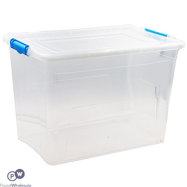 CLEAR CLICK 'N' STORE LIDDED STORAGE BOX 75 LITRE 59CM X 40CM X 39.5CM