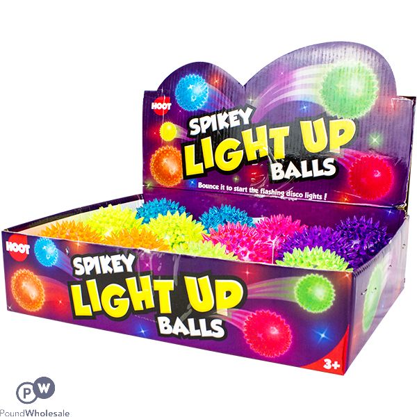 HOOT SPIKEY LIGHT UP BALLS ASSORTED COLOURS CDU