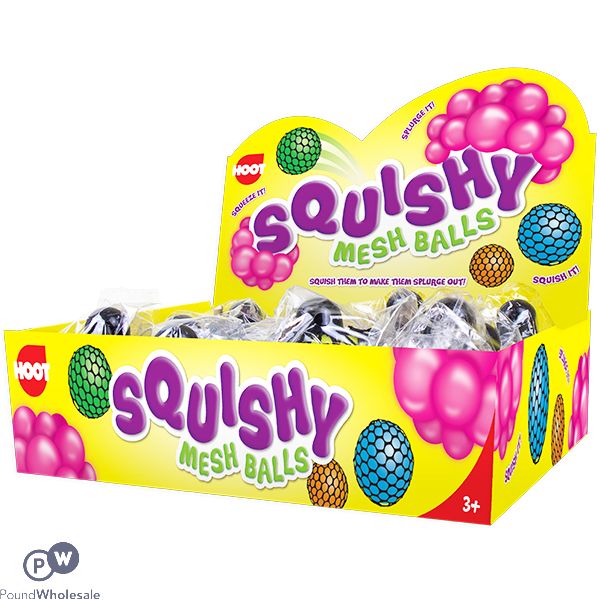 Hoot Squishy Mesh Ball Assorted Colours CDU