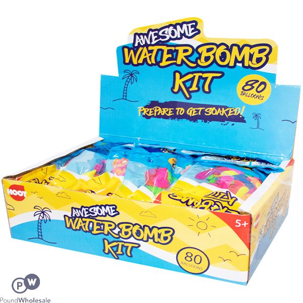 Hoot Awesome Assorted Colour Water Bomb Kit 80 Pack Cdu