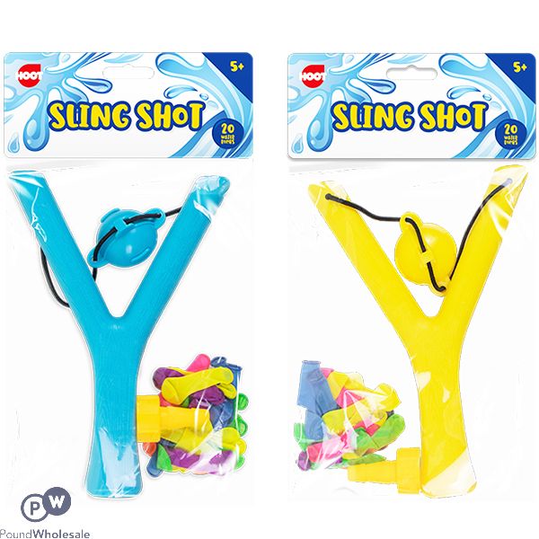 HOOT SLING SHOT WITH 20 WATER BOMBS SET ASSORTED COLOURS