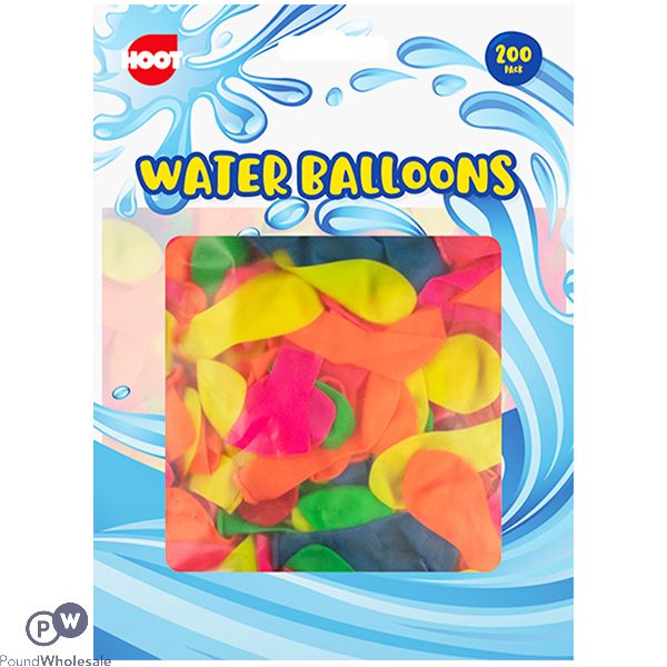 HOOT ASSORTED COLOUR WATER BALLOONS 200 PACK