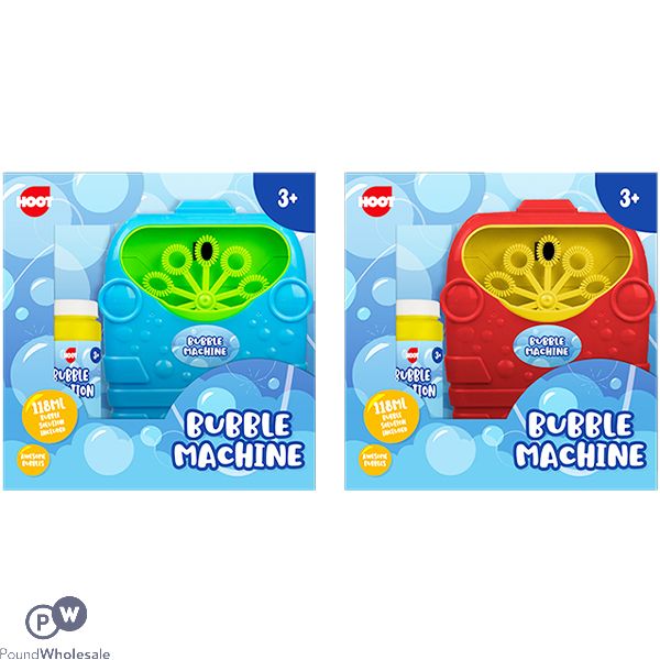 HOOT BATTERY-OPERATED BUBBLE MACHINE ASSORTED COLOURS