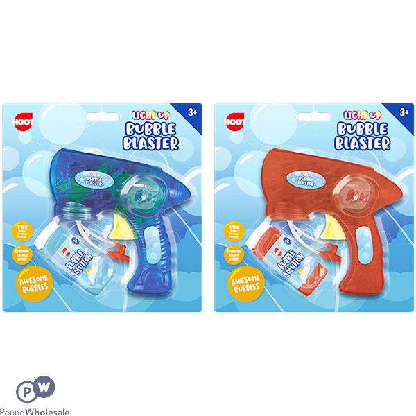 HOOT BATTERY-OPERATED LIGHT-UP BUBBLE BLASTER ASSORTED COLOURS