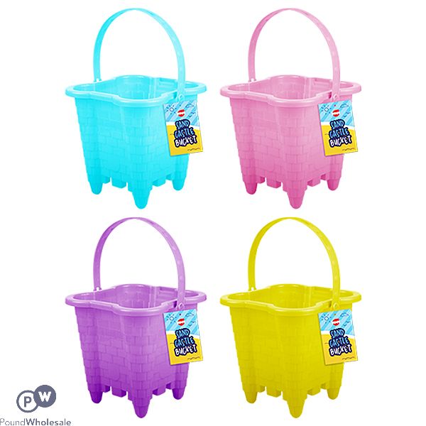 Hoot Plastic Sand Castle Bucket With Handle Assorted Colours