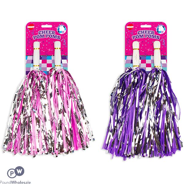 HOOT CHEERLEADING POM POMS 2 PACK ASSORTED COLOURS