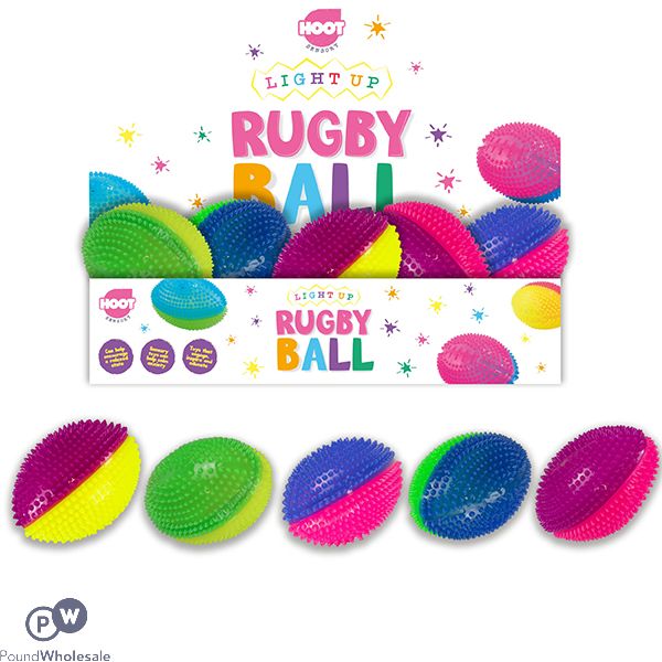 Hoot Light-up Rugby Ball Cdu Assorted Colours