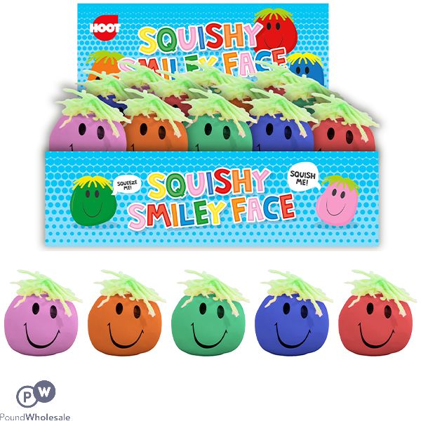 Hoot Squishy Smile Face CDU Assorted Colours