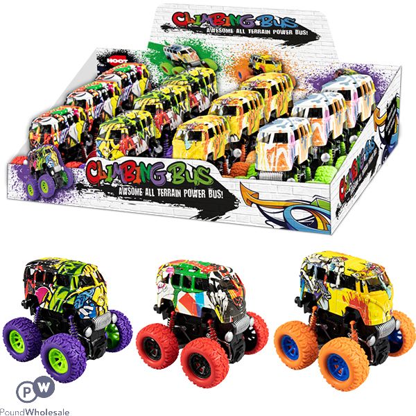 HOOT CLIMBING MONSTER BUS TOY CDU ASSORTED COLOURS