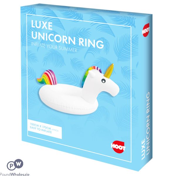 HOOT INFLATABLE LUXE UNICORN RING FLOAT 100CM X 170CM