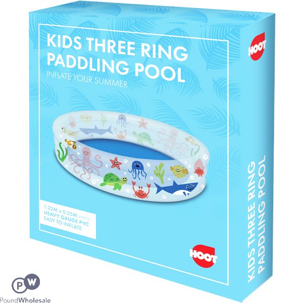 HOOT KIDS THREE RING PVC SEA-LIFE PADDLING POOL 1.22M X 0.25M