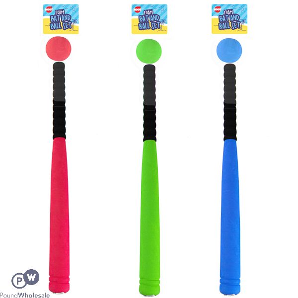 HOOT FOAM BAT & BALL SET ASSORTED COLOURS