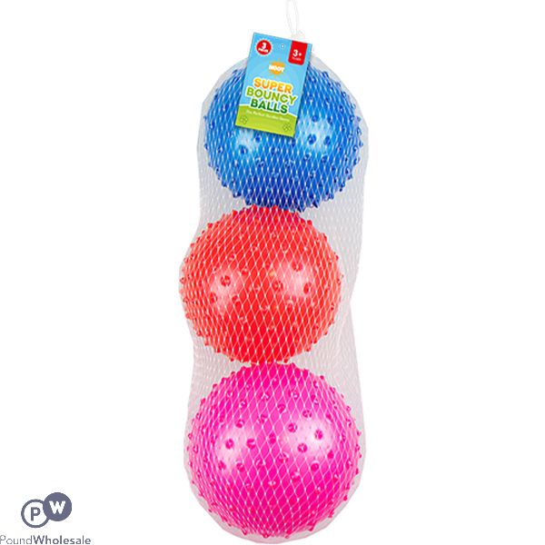 Hoot Assorted Colour Pp Super Bouncy Balls 13cm 3 Pack