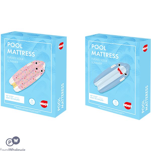 Hoot Inflatable Pool Mattress 45" X 20" Assorted